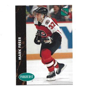 1992 French Parkhurst Mark Freer Philadelphia Flyers Rookie Hockey Card [h34]